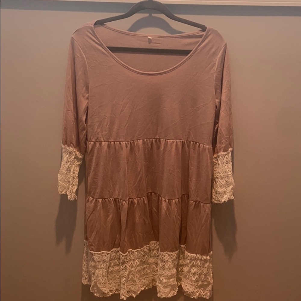 Cream dress with lace detail